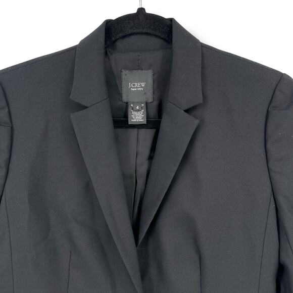 J. Crew Super 120s 100% Wool Blazer Womens Size 4 Solid Black Wardrobe Staple - Picture 2 of 5
